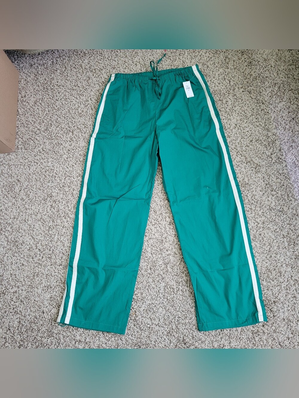 Gap Organic Cotton Poplin Relaxed Easy Stripe Pants Baize Green Barrel XS NWT - Picture 3 of 10